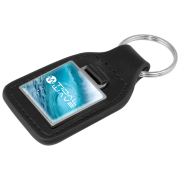 Promotional Emperor Square Leather Keyring in Silver with a company design from Total Merchandise