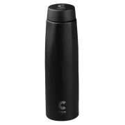 Promotional reusable metal bottle in Black showing the packaging it comes in from Total Merchandise