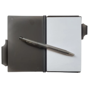 Promotional Pocket Pad and Pen Set in Black Sitting Open from Total Merchandise