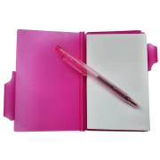 Branded Pocket Pad and Pen Set in Pink Sitting Open from Total Merchandise
