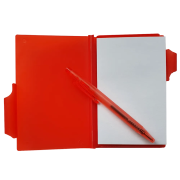 Printed Pocket Pad and Pen Set in Red Sitting Open from Total Merchandise