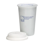 Promotional Ceramic Reusable Coffee Cups in White Printed with a Logo by Total Merchandise