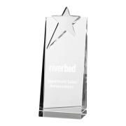 Promotional 18cm Optical Crystal Star Rectangle Award in Clear engraved with your design