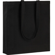 Custom printed Hythe Recycled 10 oz Cotton Tote in Black that you can fold down after use