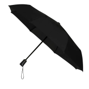Custom printed Impliva Folding Umbrella in Black propped up from Total Merchandise