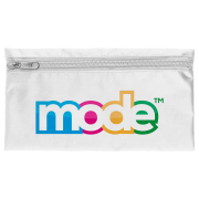 Promotional Nylon Pencil Cases in White with an example logo printed on the front