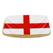 Custom printed Flag Biscuit in a rectangle shape with the English flag printed on the front