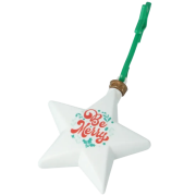 Customisable Recycled Christmas Star Baubles in White with an example logo from Total Merchandise