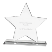 Promotional 10.5cm Jade Glass Star Award in Jade Glass engraved with your design