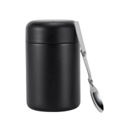 An image of the Duka Insulated Food Flask with the lid on with the spoon that comes with it