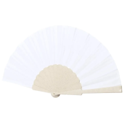 The Bamboo Fibre and RPET Hand Fan in Natural can be printed with your company logo