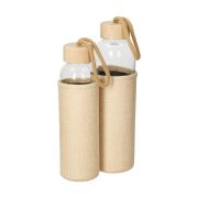 Branded Glass Bottle With A Jute Sleeve With A Printed Design From Total Merchandise