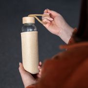 Logo-Branded Glass Bottle With A Jute Sleeve with A Printed Design From Total Merchandise