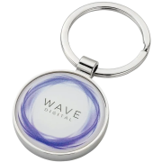 Custom Branded Round Alloy Injection Keyring with a fully printed design from Total Merchandise