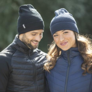 Lifestyle image of the Low Impact Polylana Hale Beanie logo branded by Total Merchandise