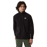 A lifestyle image of The North Face Men's 100 Glacier 1/4 Fleece in Black from Total Merchandise