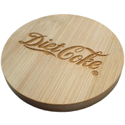 Custom-branded Bamboo Coasters with an engraved design from Total Merchandise