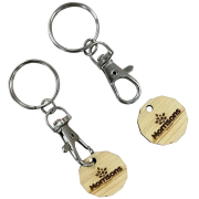 Promotional Bamboo Trolley Coin with an engraved design from Total Merchandise