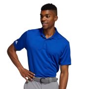 A lifestyle image of the Adidas Performance Polo Shirt in Collegiate Royal from Total Merchandise