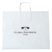 Branded Landscape Twisted Paper Handle Carrier Bag in White Printed with a Logo by Total Merchandise