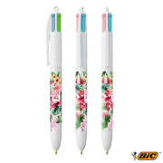BIC 4 Colour Fashion Ballpens in White printed with a design from Total Merchandise