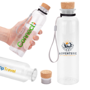 Branded Recycled Plastic Bottle with Cork Lid with a design from Total Merchandise