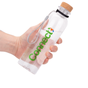 Promotional Recycled Plastic Bottle with Cork Lid with a design from Total Merchandise