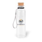 Logo branded Recycled Plastic Bottle with Cork Lid with a design from Total Merchandise
