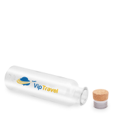 Promotional printed Recycled Plastic Bottle with Cork Lid with a design from Total Merchandise