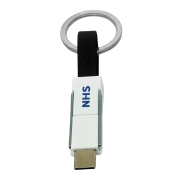 The logo printed 3-in-1 Keyring Charging Cable in Black from Total Merchandise