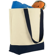 Promotional Greatstone Deluxe Canvas Tote Bag in Natural/Navy Blue from Total Merchandise