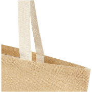 A close-up image of the 12L Natural Jute Tote Bag from Total Merchandise