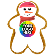 Logo brnaded Snowman Ginger Bioscuit with a full colour design from Total Merchandise - White