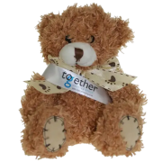 Promotional 12cm Paw Teddy Bear in Cinnamon With a Sash