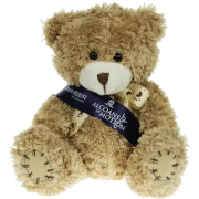 Promotional 12cm Paw Teddy Bear in Mocha With a Sash