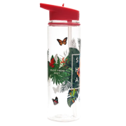 Custom printed GRS Recycled Evander Drinks Bottle with red lid branded with a full colour design