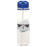 Logo branded Recycled 725ml Evander Drinks Bottle in Transparent/Blue from Total Merchandise