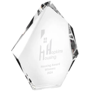Logo branded Optical Crystal Facetted Ice Peak Award with a design from Total Merchandise