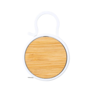 Logo branded 1M Bamboo and Plastic Tape Measure Keyring with a printed design from Total Merchandise