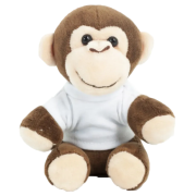 Promotional 14cm Monkey with a T-shirt in Brown/White from Total Merchandise
