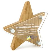 Logo Branded solid Oak Rising Star Awards with a full colour print from Total Merchandise