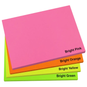 A group image of all of the available colours of our A7 Bright Sticky Notes from Total Merchandise