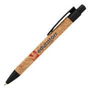 Custom branded Bali Cork Pen with Wheat Plastic Trim in Black from Total Merchandise