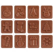 Available chocolate shapes inside the calendar from Total Merchandise