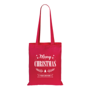Promotional Christmas Cotton Tote Bag in Red printed with your design from Total Merchandise