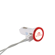 Personalisable Dual Port Led USB Car Charger in White/Red Printed with a logo from Total Merchandise