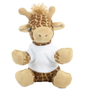 Promotional 14cm Giraffe with T-Shirt in Brown/White from Total Merchandise