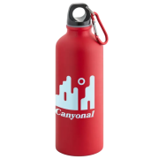 Custom branded 505ml Aluminium Bottle with a printed design from Total Merchandise - Red