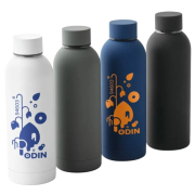 A group image of all of the available bottles with printed designs from Total Merchandise
