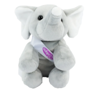 Promotional 14cm Elephant with Sash in Grey/White printed your company logo from Total Merchandise